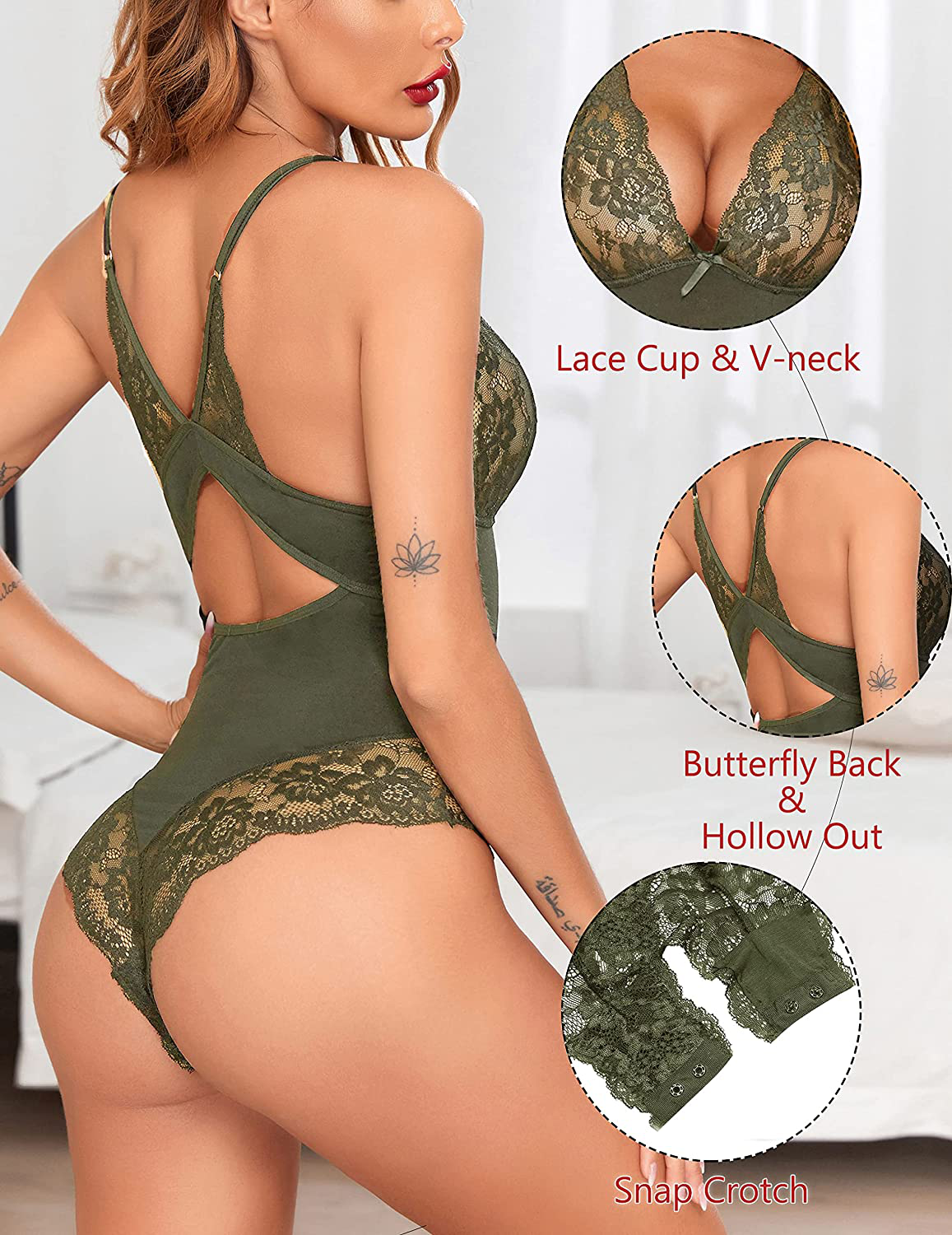 Avidlove Women Lingerie Bodysuit Snap Crotch Teddy One Piece Babydoll Apparel & Accessories > Clothing > Underwear & Socks > Lingerie Avidlove