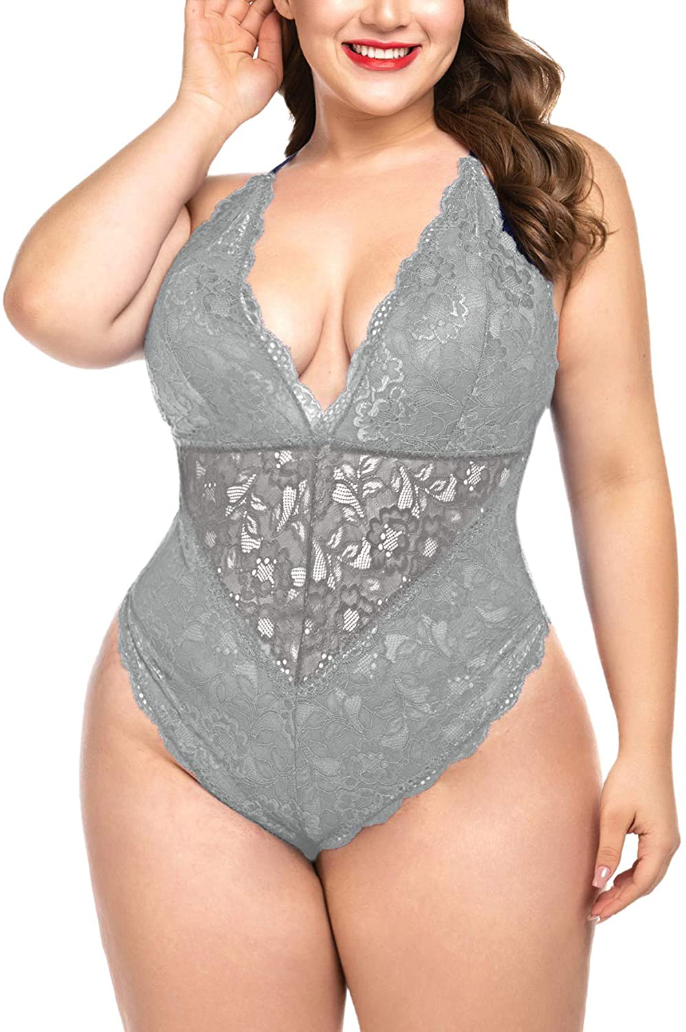 ELOVER Lingerie for Women Plus Size Lace Teddy Lingerie Bodysuit One Piece Babydoll Apparel & Accessories > Clothing > Underwear & Socks > Lingerie ELOVER
