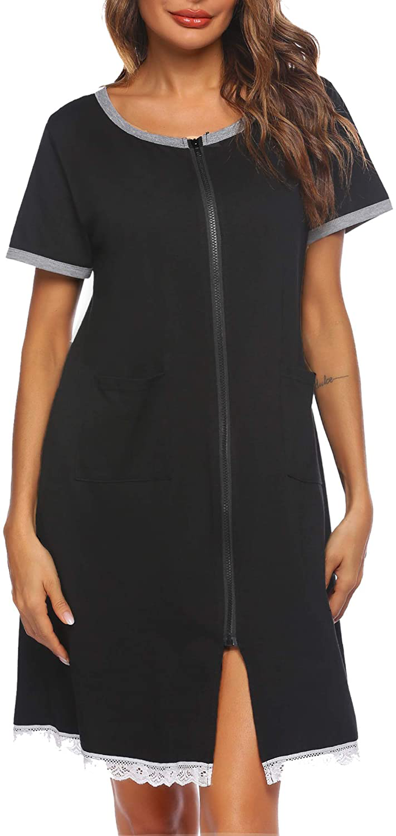 Ekouaer Womens Zip Front Robes Lightweight House Coat Zipper Nightgown(S-Xxl) Apparel & Accessories > Clothing > Sleepwear & Loungewear > Robes Ekouaer