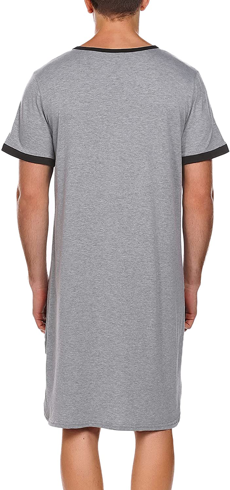 Ekouaer Men'S Nightshirt Nightwear Comfy Big&Tall Short Sleeve Henley Sleep Shirt Apparel & Accessories > Clothing > Sleepwear & Loungewear > Nightgowns Kylie Max