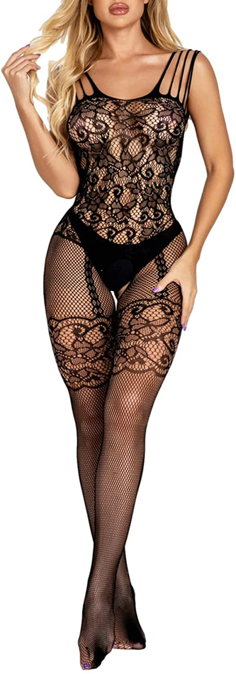 Shein Women'S Spaghetti Strap Lace Stockings Sexy Lingerie Bodysuit Babydoll Apparel & Accessories > Clothing > Underwear & Socks > Lingerie Kylie Max