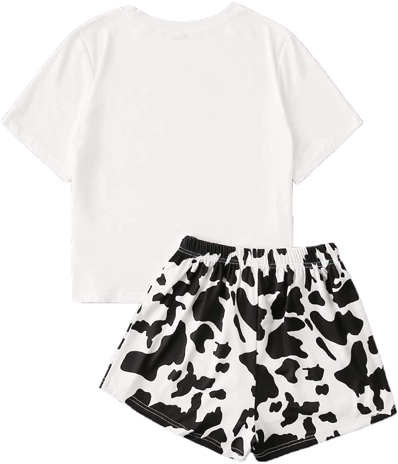 DIDK Women's Cute Cartoon Print Tee and Shorts Pajama Set Apparel & Accessories > Clothing > Sleepwear & Loungewear > Pajamas DIDK