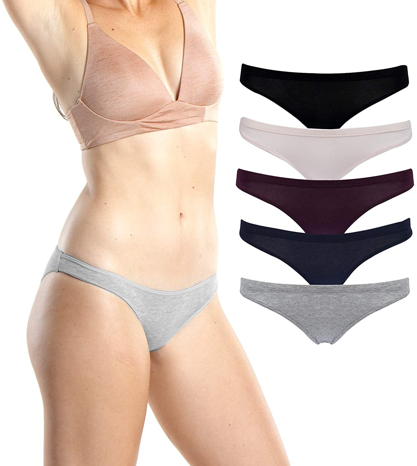 Emprella Cotton Underwear Women, 8 or 5 Pack Womens Bikini Seamless Ladies Cheeky Panty Apparel & Accessories > Clothing > Underwear & Socks > Underwear Emprella Assortment Pack Large
