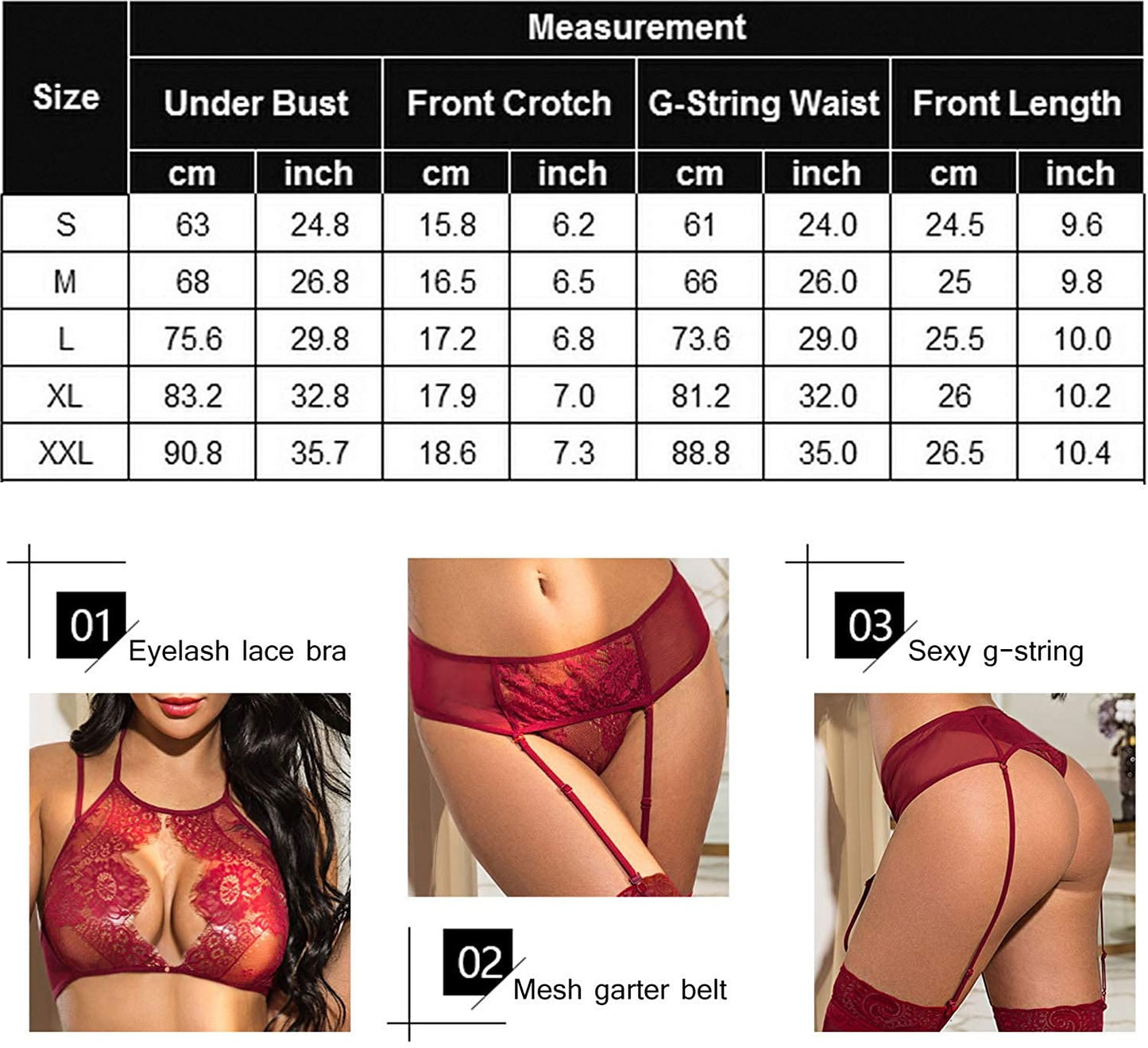 Avidlove Women Lace Lingerie Set with Garter Belts Lace Teddy Babydoll Bodysuit (NO Stockings) Apparel & Accessories > Clothing > Underwear & Socks > Lingerie Avidlove