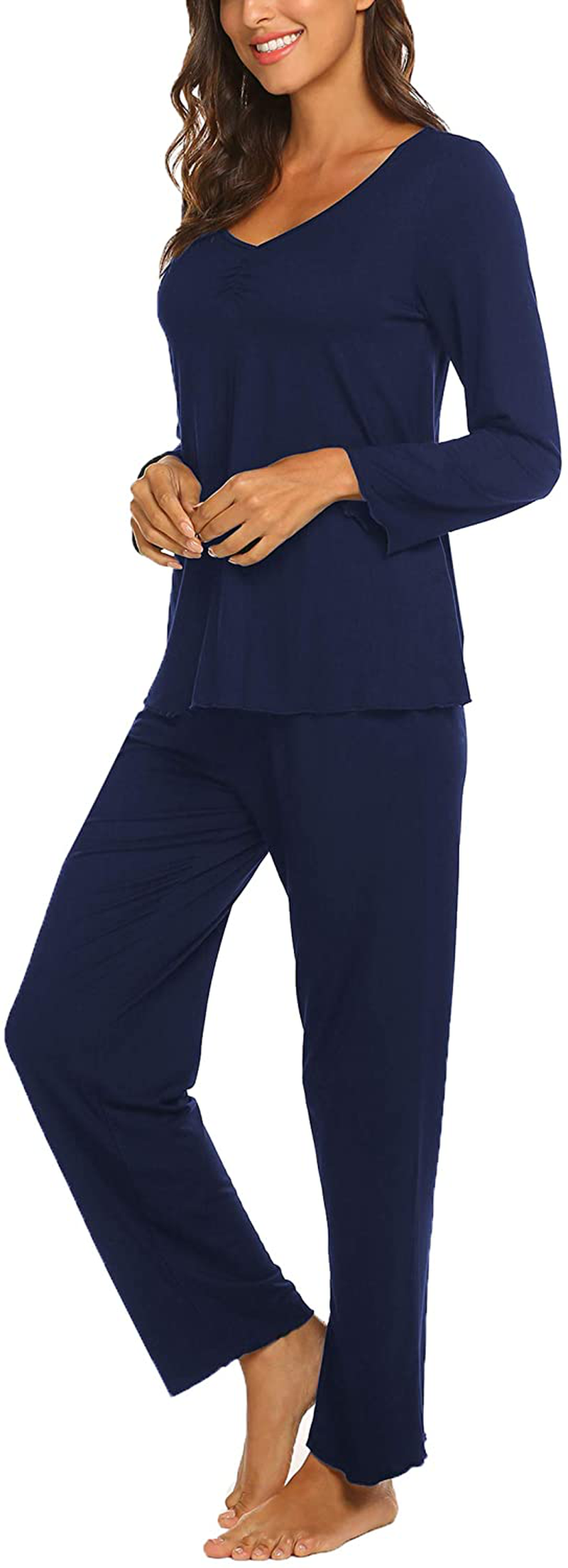 Ekouaer Women'S Pajama Set Long Sleeve Sleepwear Soft Loungewear Sets Pajamas Top and Pants Pjs S-XXL Apparel & Accessories > Clothing > Sleepwear & Loungewear Kylie Max