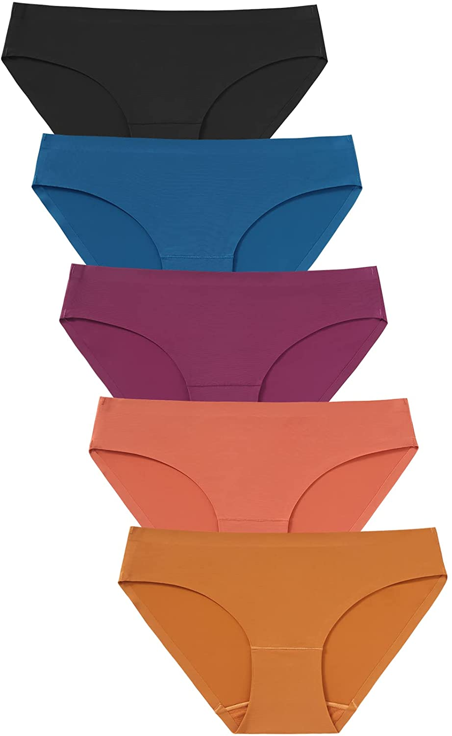 GNEPH Women'S Seamless Underwear No Show Panties Soft Stretch Bikini Ladies Hipster Underwears 5Pack Apparel & Accessories > Clothing > Underwear & Socks > Underwear GNEPH Yellow Small