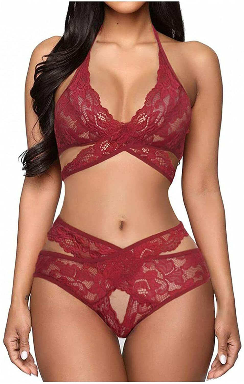Valentines Day Lingerie for Women,Womens Valentines Lingerie Santa Sexy Lingerie Teddy 2 Piece Babydoll Apparel & Accessories > Clothing > Underwear & Socks > Lingerie ORT A3-red Large