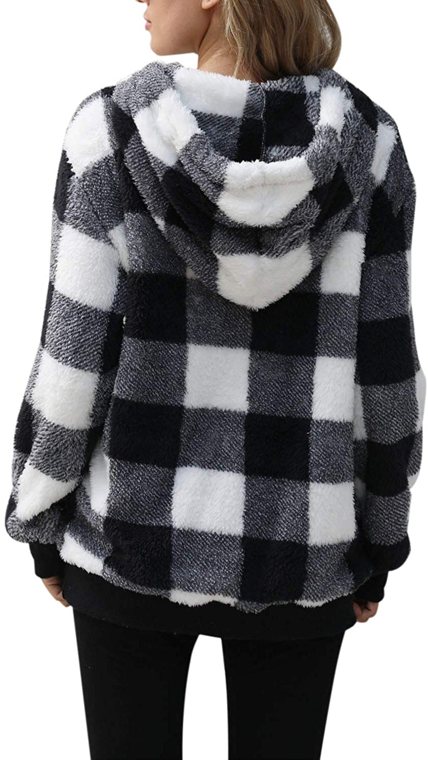 Nirovien Womens Sherpa Pullover Tie Dye Fuzzy Hoodie Double Fleece Sweatshirts Fluffy Oversized Plaid Outerwear Apparel & Accessories > Clothing > Activewear Kylie Max