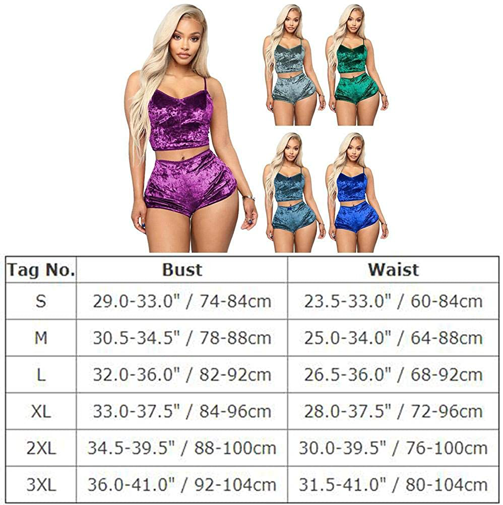 Women Sexy Velvet 2 Piece Outfit Spaghetti Strap Leopard Tie Dye Cami Crop Top + Shorts Bottom Sleepwear Pajama Set Nightwear Apparel & Accessories > Clothing > Sleepwear & Loungewear Kylie Max