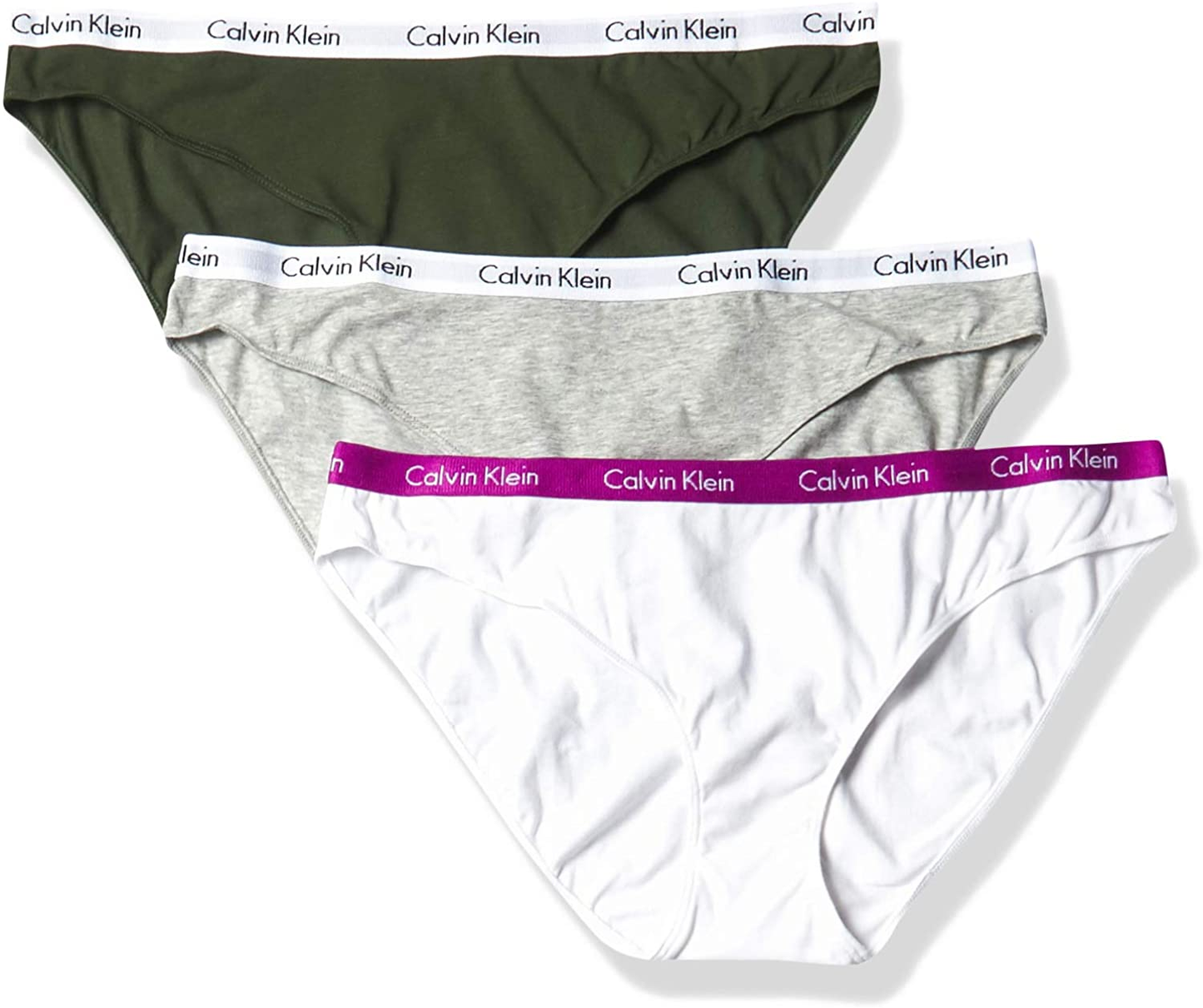 Calvin Klein Women'S Carousel Logo Cotton Bikini Panty Apparel & Accessories > Clothing > Underwear & Socks > Underwear Calvin Klein White/Duffel Bag/Grey Heather 3 Medium