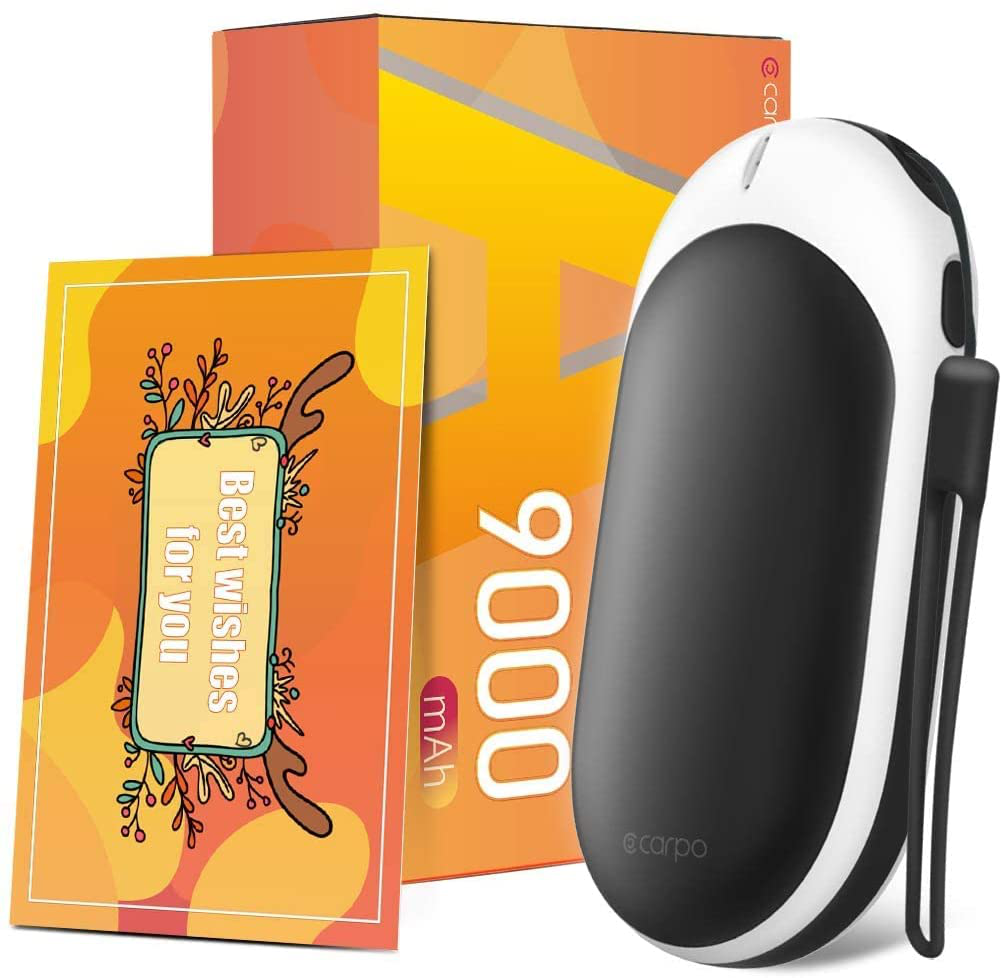 Hand Warmers Rechargeable | 9000mAh Electric Hot Hands Hand Warmer Power Bank | Portable Pocket Warmer Reuesable Handwarmers for Outdoor Sports, Hunting, Golf | Warm Gifts for Women Men Arts & Entertainment > Party & Celebration > Gift Giving CarPo Black