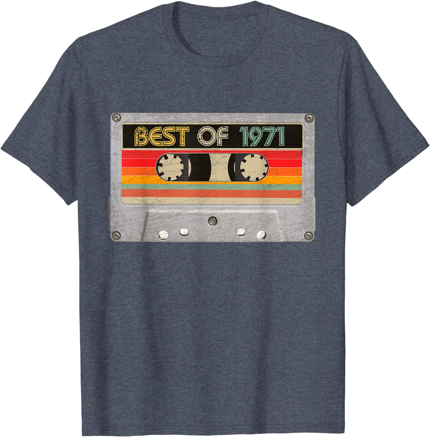 Best Of 1971 50th Birthday Gifts Cassette Tape Vintage T-Shirt Arts & Entertainment > Party & Celebration > Gift Giving BORN Heather Blue Men XL