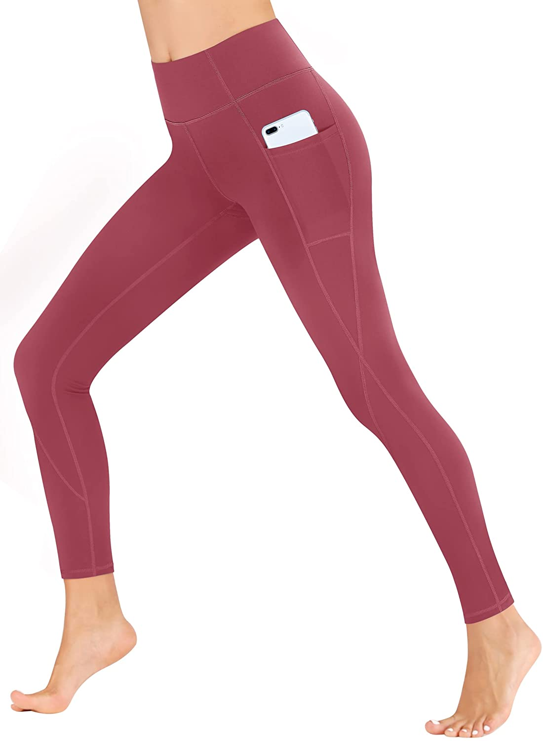 Heathyoga Yoga Pants for Women with Pockets High Waisted Leggings with Pockets for Women Workout Leggings for Women Apparel & Accessories > Clothing > Underwear & Socks > Shapewear Heathyoga Pink X-Large