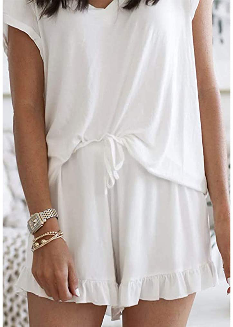 Luckymore Women'S Pajama Short Sleeve Sleepwear Soft Pj Set V Neck Top and Shorts Pajamas Set Apparel & Accessories > Clothing > Sleepwear & Loungewear Kylie Max