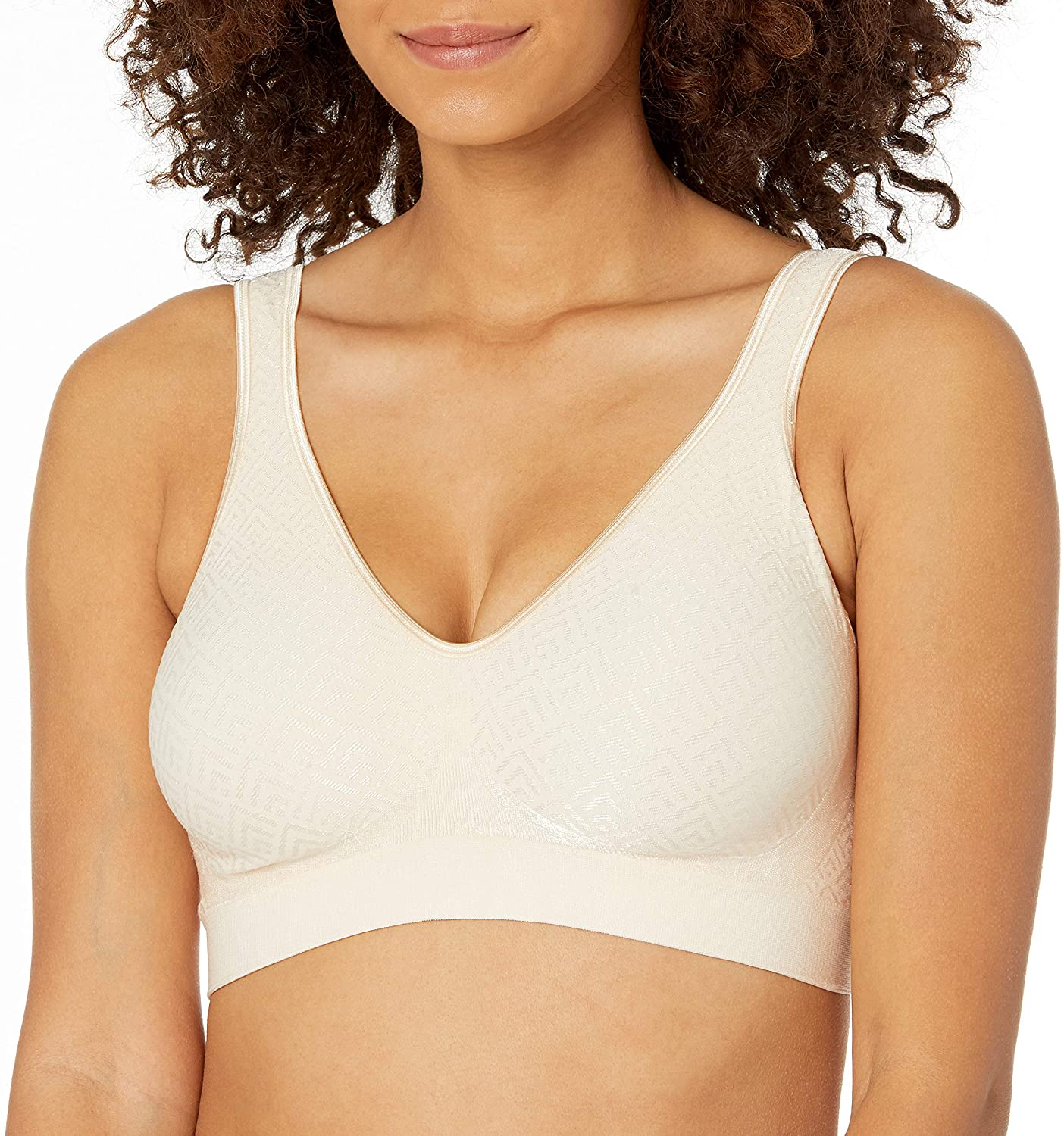 Bali Women'S Comfort Revolution Wirefree Bra with Smart Sizes DF3484 Apparel & Accessories > Clothing > Underwear & Socks > Shapewear Bali Light Beige Retro X-Large