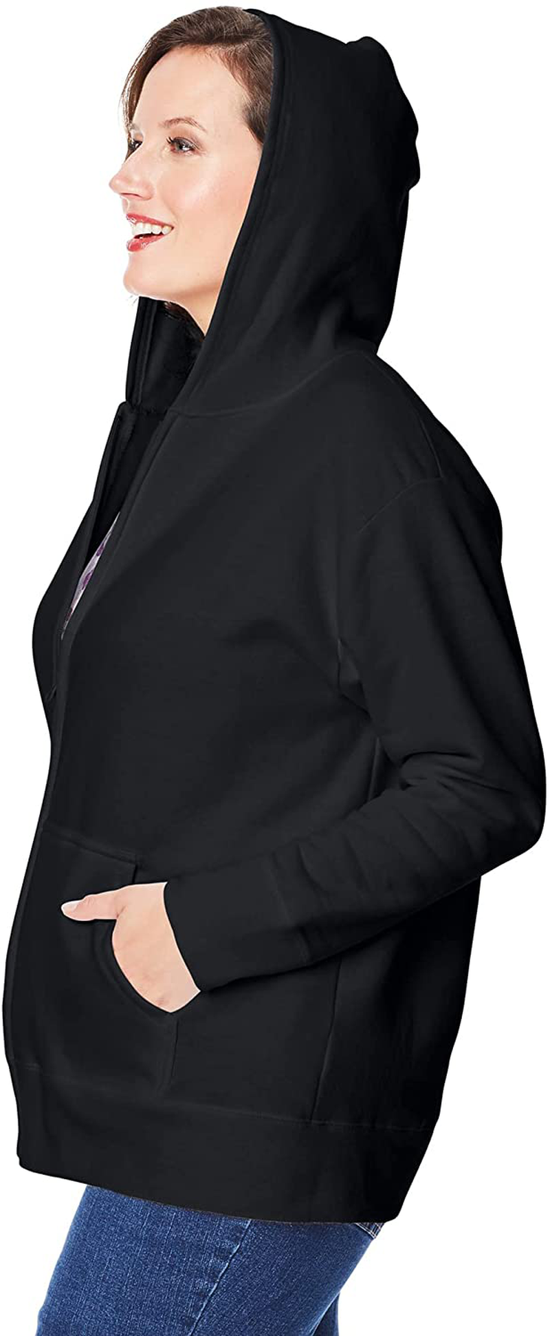 JUST MY SIZE plus Size Comfortsoft Ecosmart Fleece Full-Zip Women'S Hoodie Apparel & Accessories > Clothing > Activewear Kylie Max