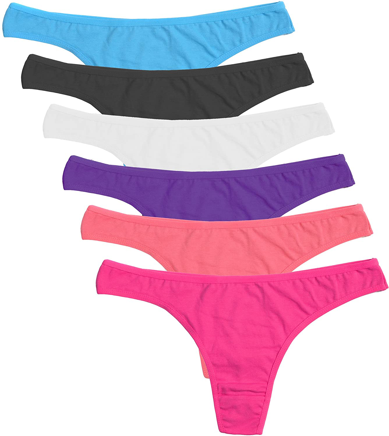 ELACUCOS 6 Pack Women's Thongs Cotton Breathable Panties Bikini Underwear Apparel & Accessories > Clothing > Underwear & Socks > Underwear ELACUCOS 6 Colors Small