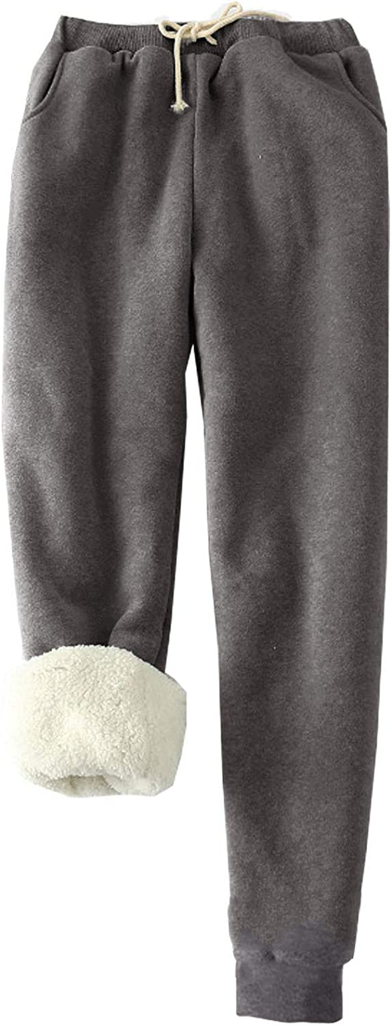 Hesayep Women'S Warm Sherpa Lined Sweatpants Drawstring Athletic Jogger Fleece Pants with Pockets Apparel & Accessories > Clothing > Activewear Kylie Max