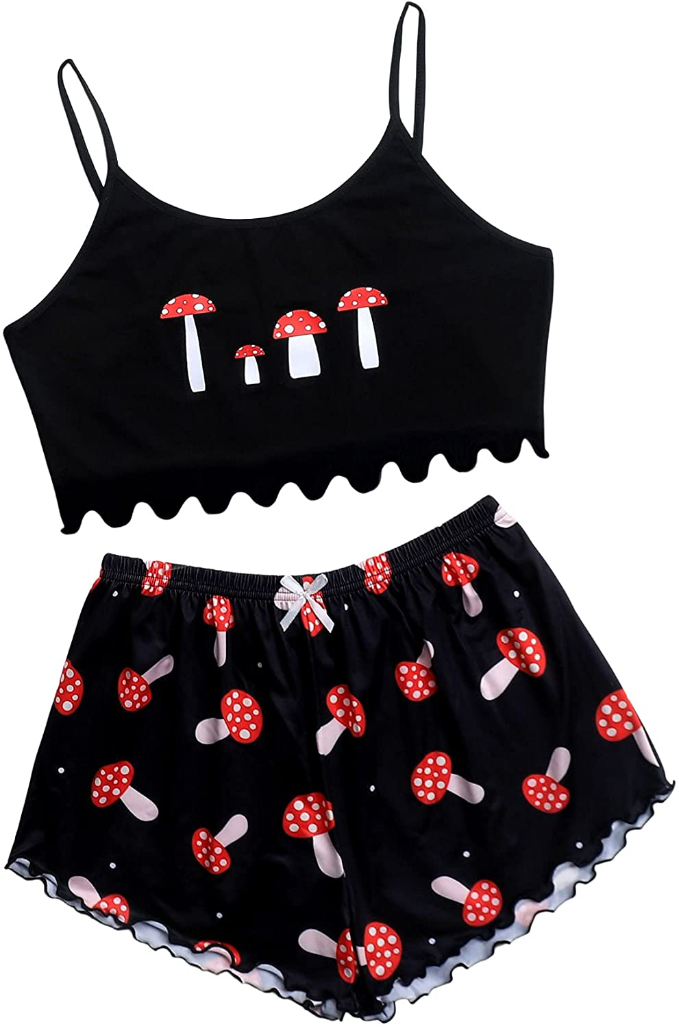 Shein Women'S Cartoon Print Cami Top and Shorts Pajama Set Apparel & Accessories > Clothing > Sleepwear & Loungewear Kylie Max