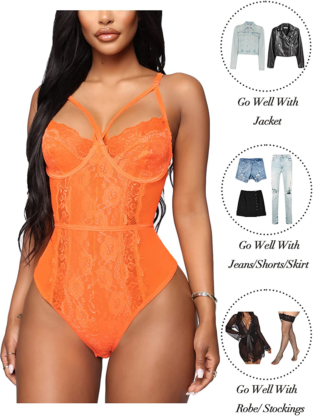 See through Lingerie,V-Neck Lace Babydoll,Sexy Lingerie Women,One Piece Bodysuit Apparel & Accessories > Clothing > Underwear & Socks > Lingerie Kylie Max