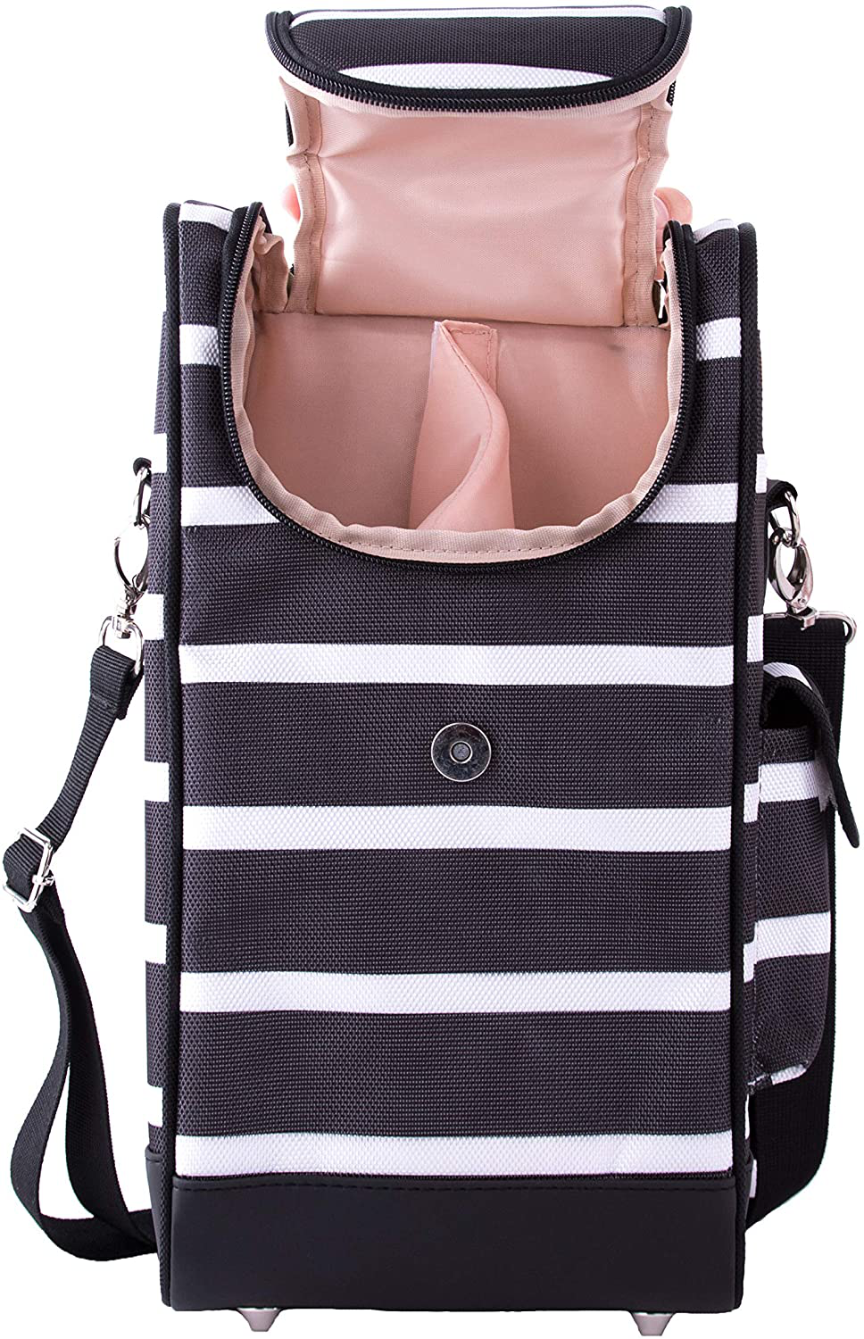 One Savvy Girl Wine Tote Bag with Stainless Steel Stemless Wine Glasses - 2 Bottle Wine Carrier Purse - Perfect for Travel, Events, Beach, Pool, Picnic & More Arts & Entertainment > Party & Celebration > Gift Giving One Savvy Girl