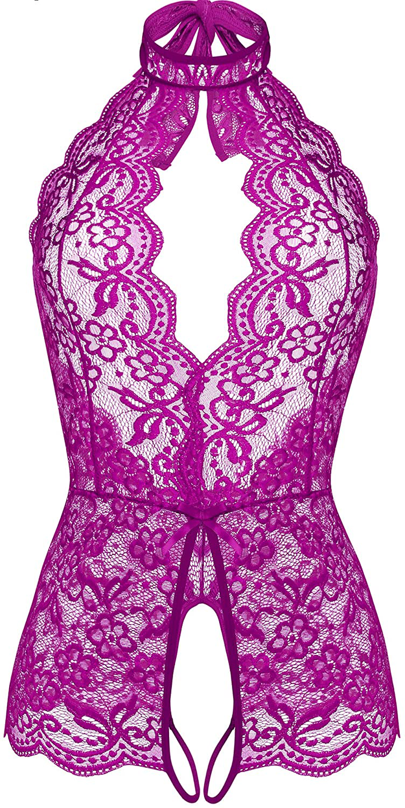 LOLLO VITA Women Lingerie Lace Bodysuit One Piece Babydoll Teddy Chemise Sleepwear Apparel & Accessories > Clothing > Underwear & Socks > Lingerie LOLLO VITA Purplish Red X-Large
