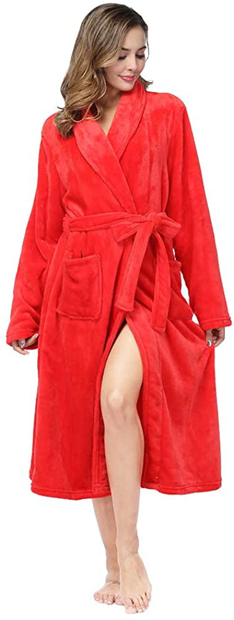 RONGTAI Womens Bathrobe Ladies Fleece Plush Warm Long Robes Apparel & Accessories > Clothing > Sleepwear & Loungewear > Robes Kylie Max