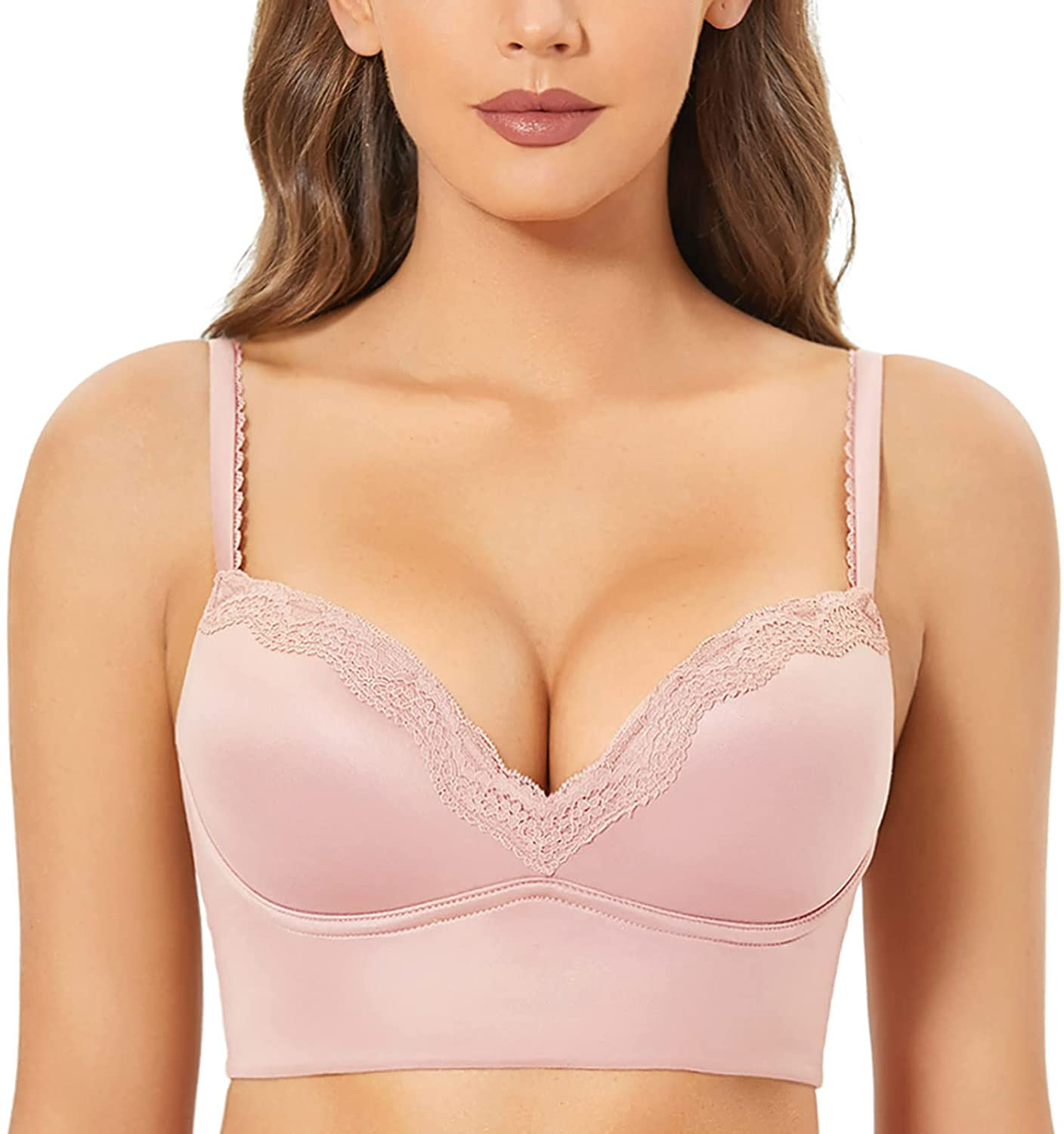 DOBREVA Women's Push Up Bra Wireless Padded Bralette Lace Longline Support Bras Apparel & Accessories > Clothing > Underwear & Socks > Bras DOBREVA Gentle Rose 36C