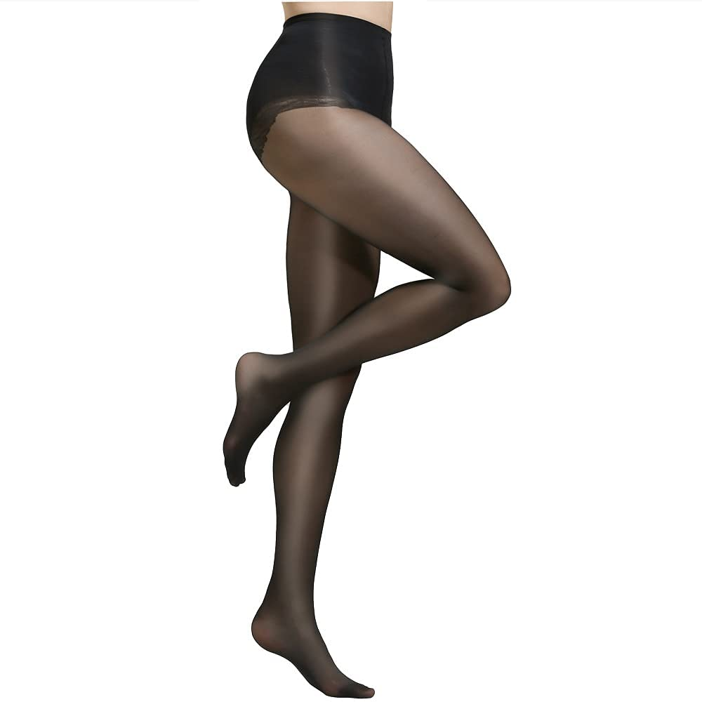 WEANMIX Women'S Control Top Compression Pantyhose Solid Color Tights Silky Soft Stockings with Reinforced Toe Apparel & Accessories > Clothing > Underwear & Socks > Shapewear WEANMIX A3-40d Black L Size - 1 Pair