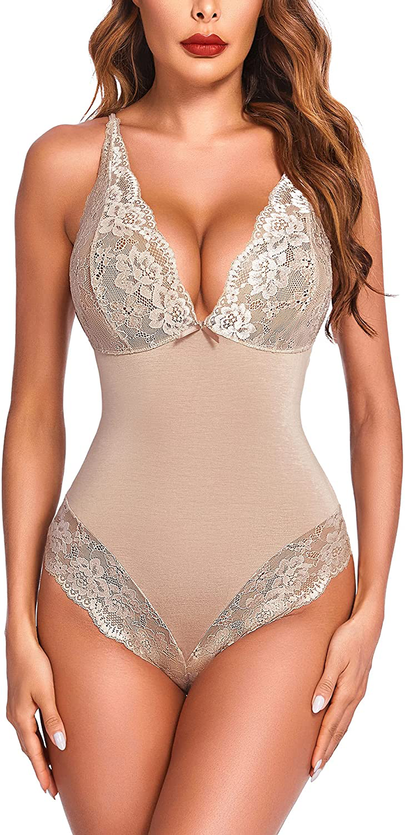 Avidlove Women Lingerie Bodysuit Snap Crotch Teddy One Piece Babydoll Apparel & Accessories > Clothing > Underwear & Socks > Lingerie Avidlove Nude X-Large