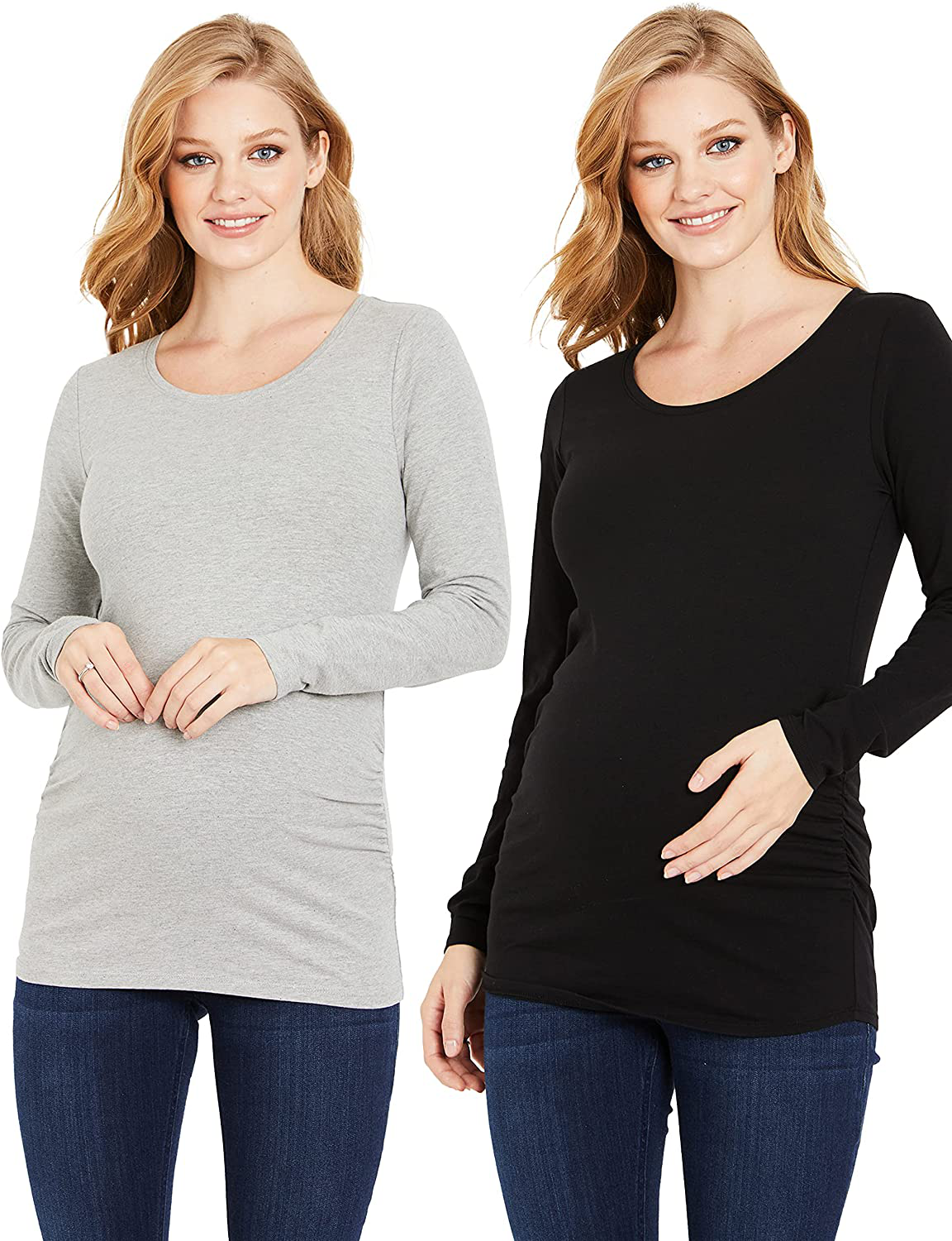 Motherhood Maternity Women'S Bumpstart 2 Pack Long Sleeve Tee Shirts Apparel & Accessories > Clothing > Activewear Kylie Max