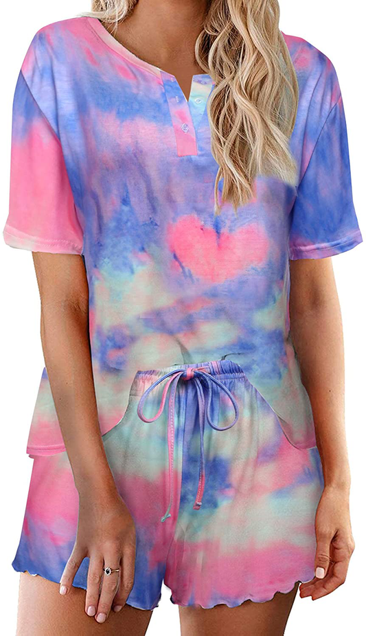 Ekouaer Tie Dye Pajamas Set Womens Loungewear Sleepwear 2 Piece PJ Sets Apparel & Accessories > Clothing > Sleepwear & Loungewear > Pajamas Ekouaer Appealing 6 XX-Large