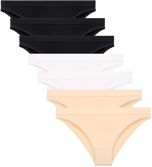 Dlala 7 Pack Womens Underwear Cotton Bikini Panties Seamless Underwear Soft Stretch Cheekini Hipster Briefs  Dlala