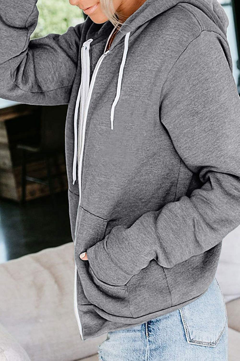 Dokotoo Women'S Full Zip up Hoodie Long Sleeve Hooded Sweatshirts Pockets Jacket Coat for Women Apparel & Accessories > Clothing > Activewear Kylie Max