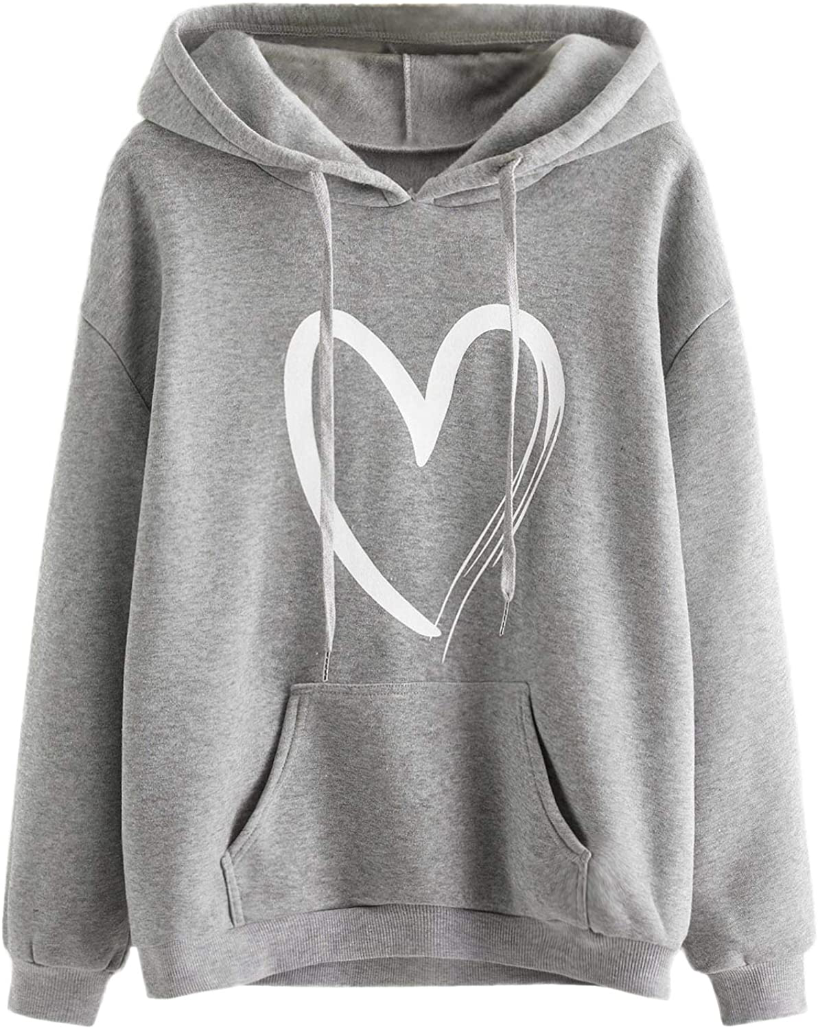 Sweatyrocks Women'S Casual Heart Print Long Sleeve Pullover Hoodie Sweatshirt Tops Apparel & Accessories > Clothing > Activewear Kylie Max