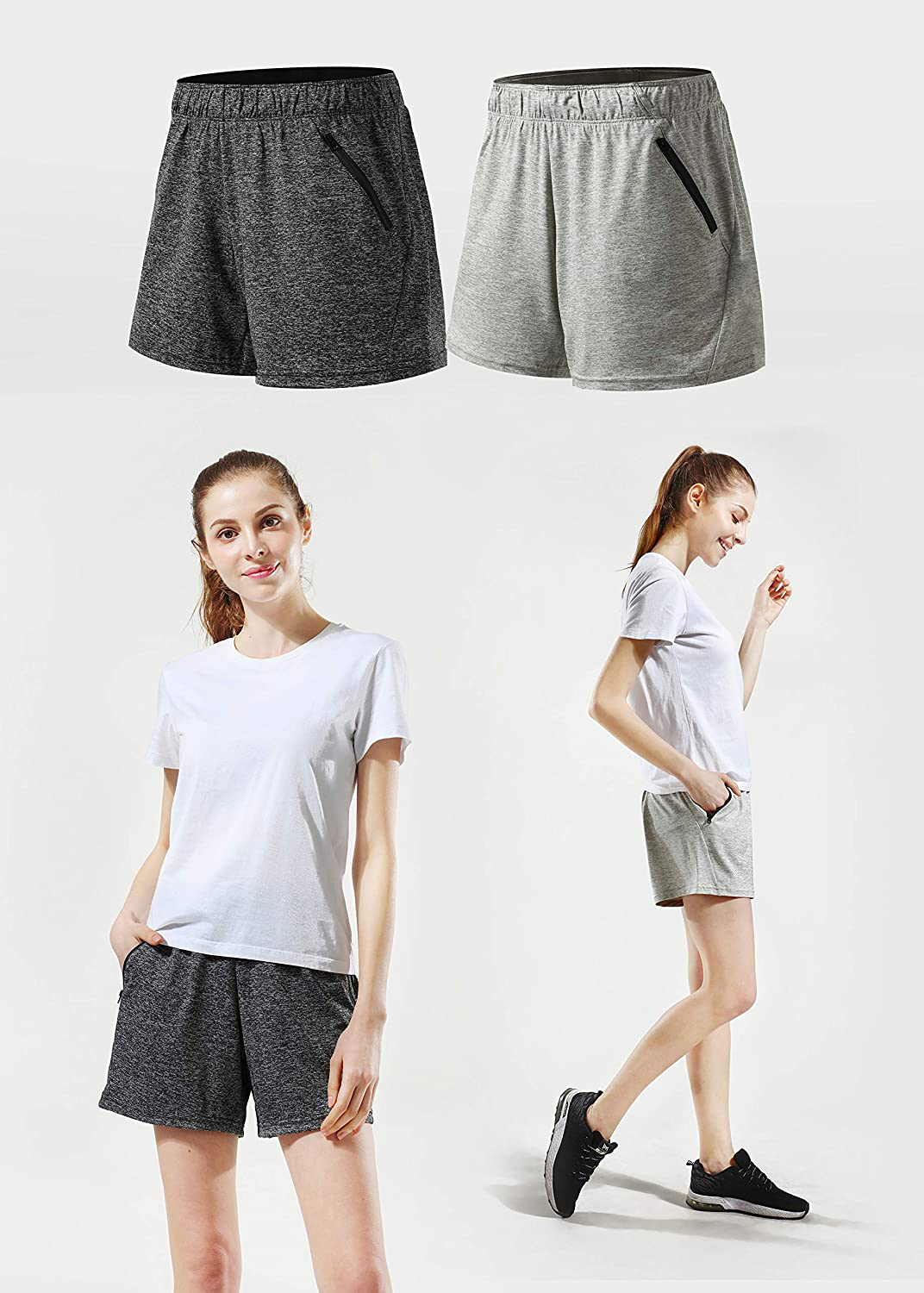 Liberty Imports 5 Pack Women'S 5" Quick Dry Yoga Training Shorts with Zipper Pockets Apparel & Accessories > Clothing > Shorts Kylie Max
