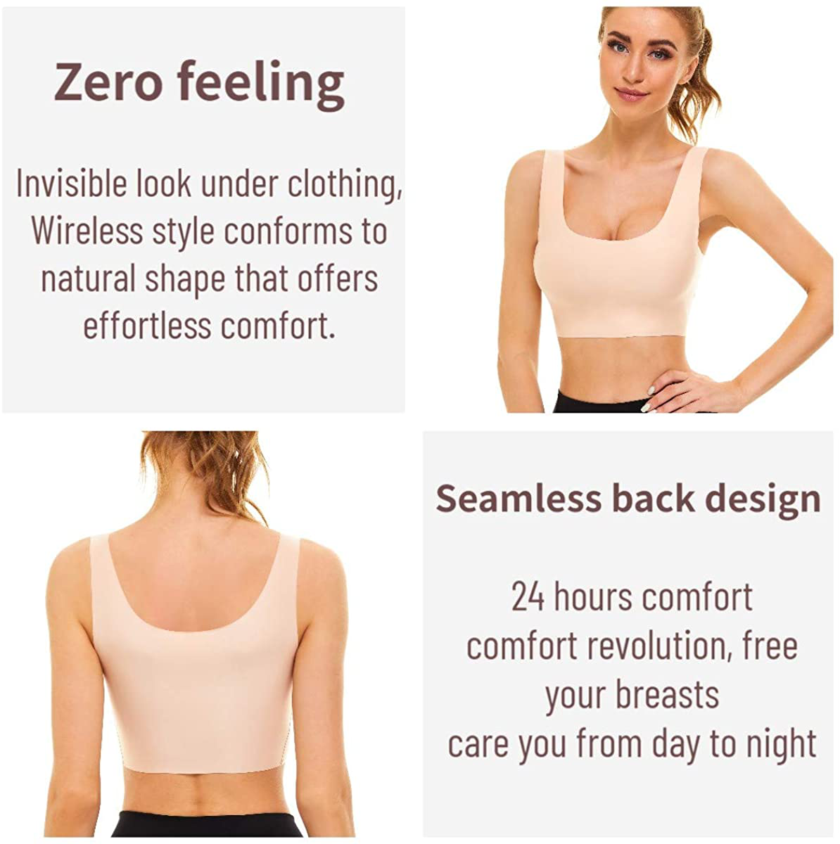 UOTJCNR Women'S Seamless Wireless Invisible Bra Comfy Sleep Bras Thin Soft Daily Bras for Yoga Sport Apparel & Accessories > Clothing > Underwear & Socks > Bras Kylie Max