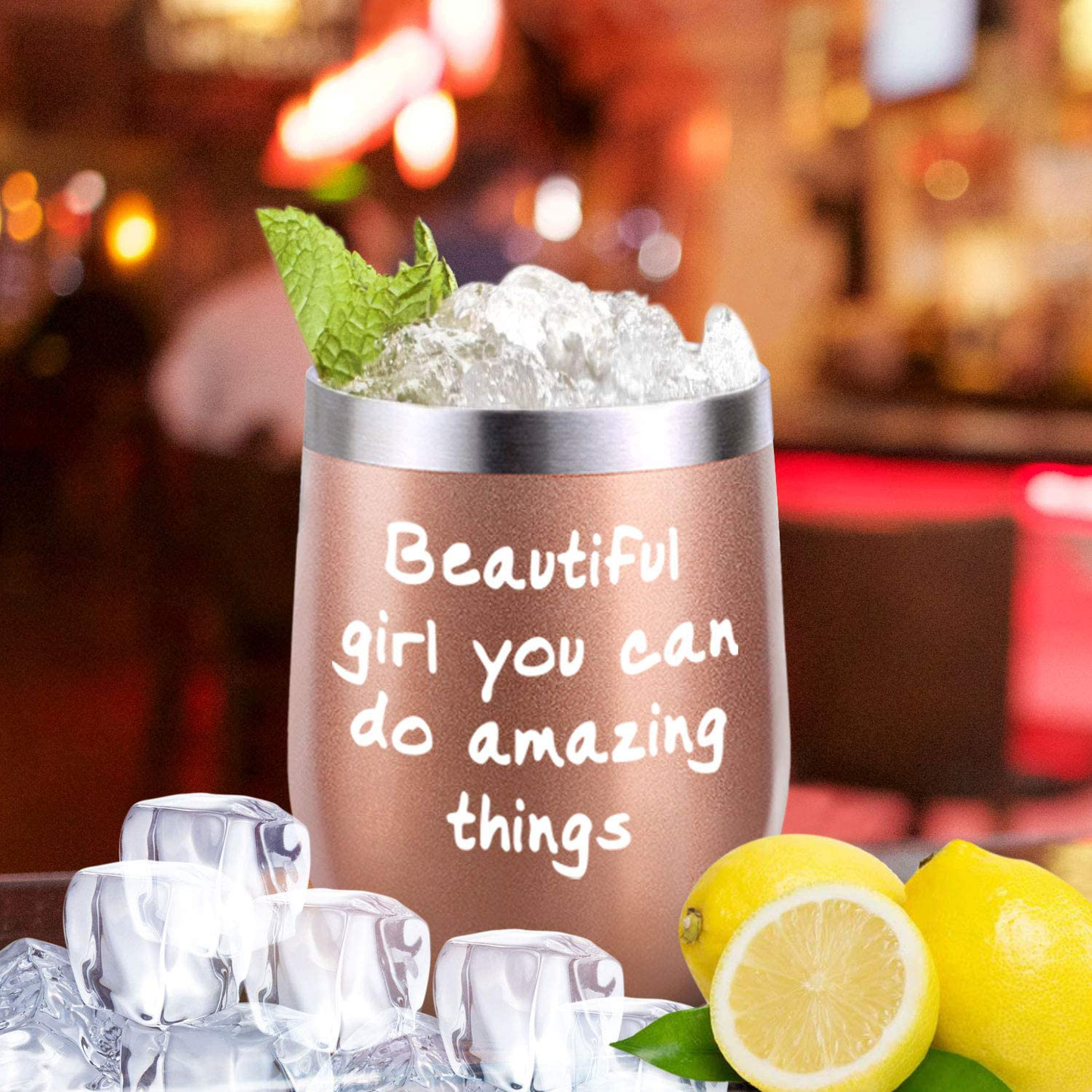 Inspirational Gifts, Inspirational Gift for Girl, Inspirational gift for Women, Beautiful Girl You Can Do Amazing Things Birthday Wine Gifts Ideas for Women Girl, 12oz Insulated Wine Tumbler with Lid Arts & Entertainment > Party & Celebration > Gift Giving ShangTianFeng