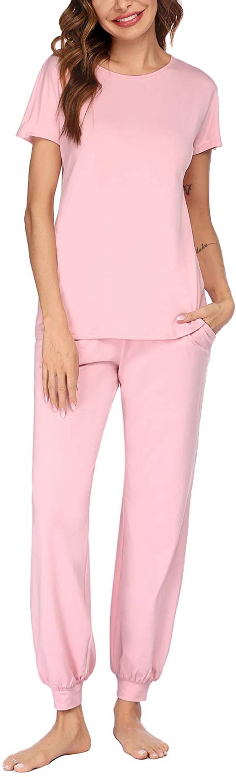 Hotouch Womens Pajamas Set Short Sleeve Cute Printed Tops and Pants 2 Piece PJ Sets Joggers Loungewear Sleepwear with Pockets Apparel & Accessories > Clothing > Sleepwear & Loungewear > Pajamas Kylie Max