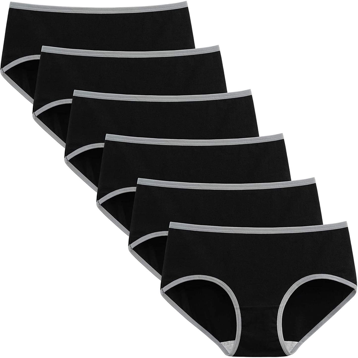INNERSY Womens Underwear Cotton Hipster Panties Regular & plus Size 6-Pack Apparel & Accessories > Clothing > Underwear & Socks > Underwear INNERSY Contrasting Black Small