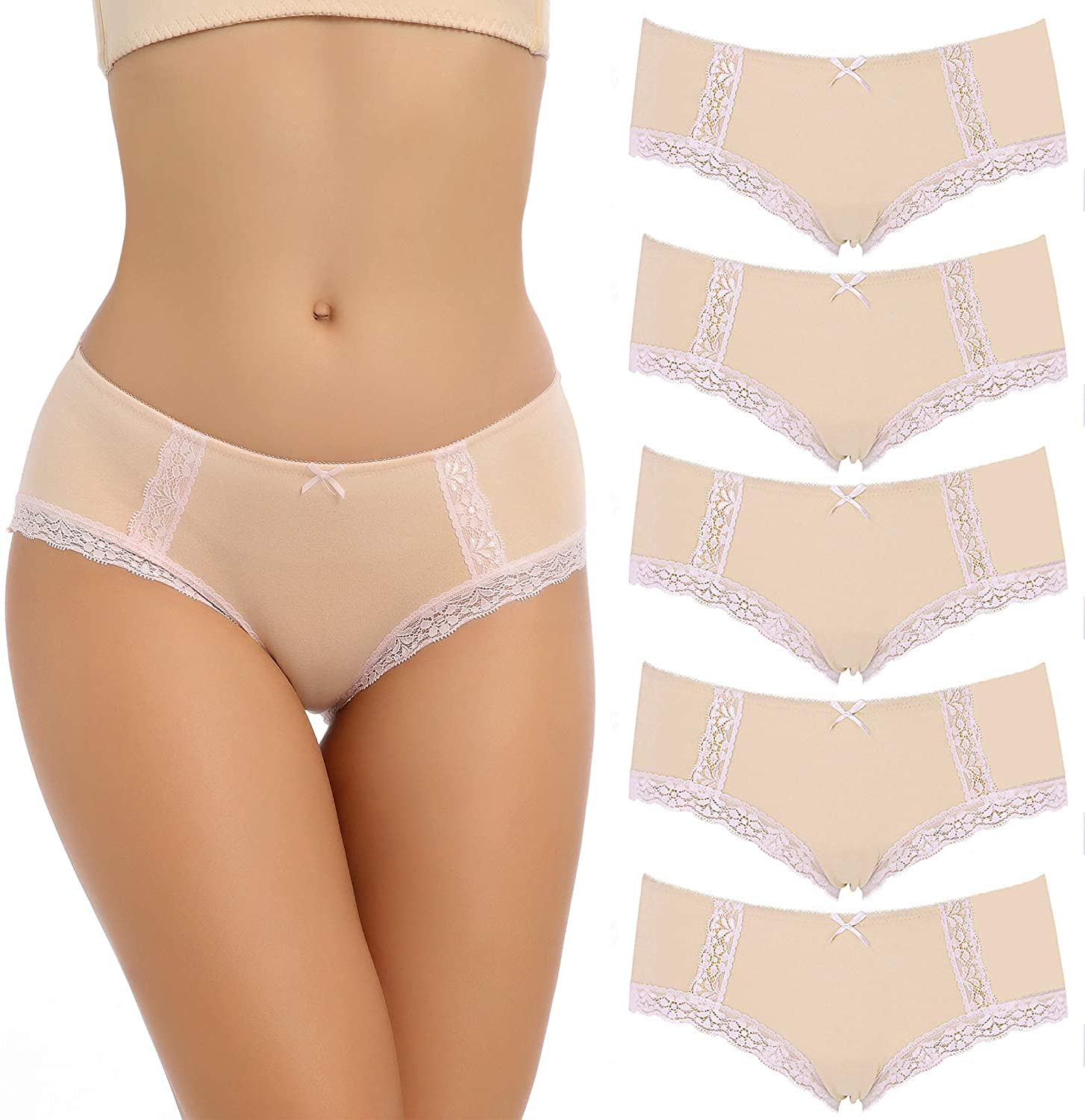 LYYTHAVON Women’S Underwear Breathable Cotton Brief Ladies Panties Apparel & Accessories > Clothing > Underwear & Socks > Underwear LYYTHAVON Nude,5 Pack Medium