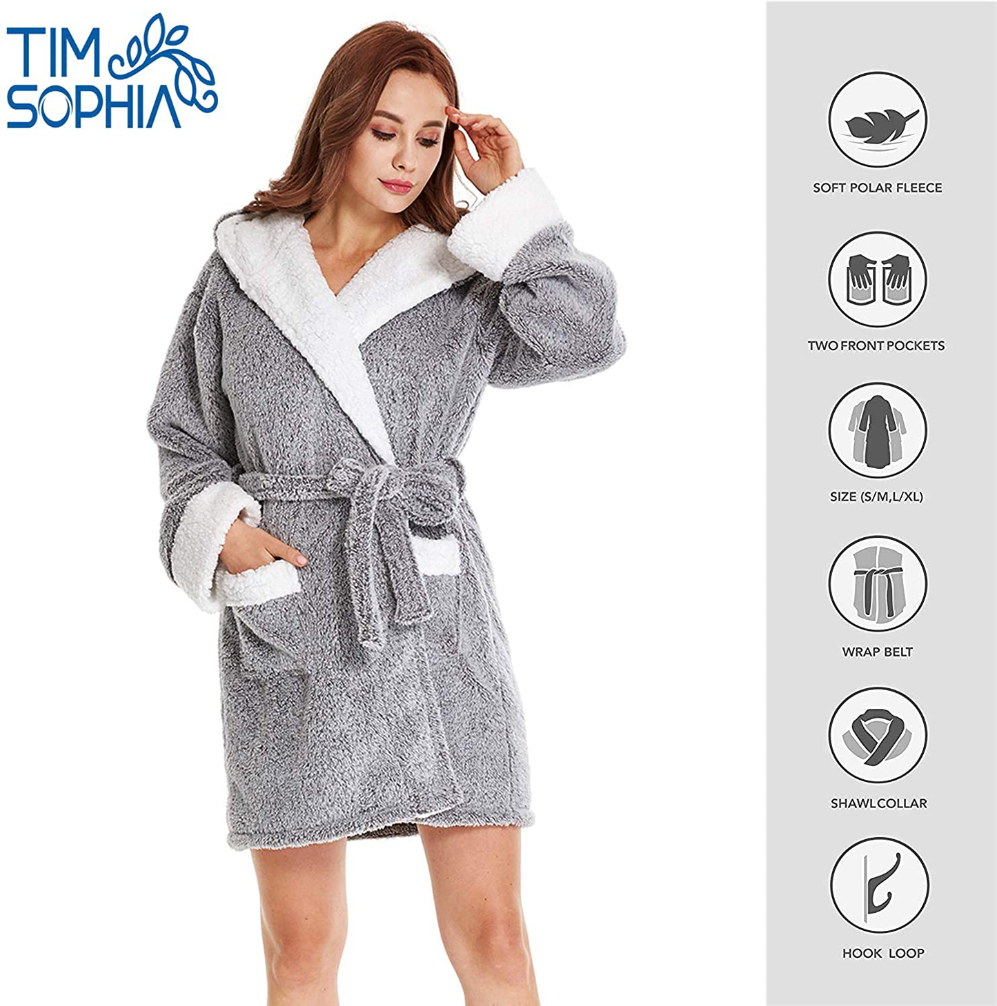 TIMSOPHIA Plush Robes for Womens Bathrobes with Hood Soft Animal Robes Cozy Warm Koala Gifts Apparel & Accessories > Clothing > Sleepwear & Loungewear > Robes Kylie Max