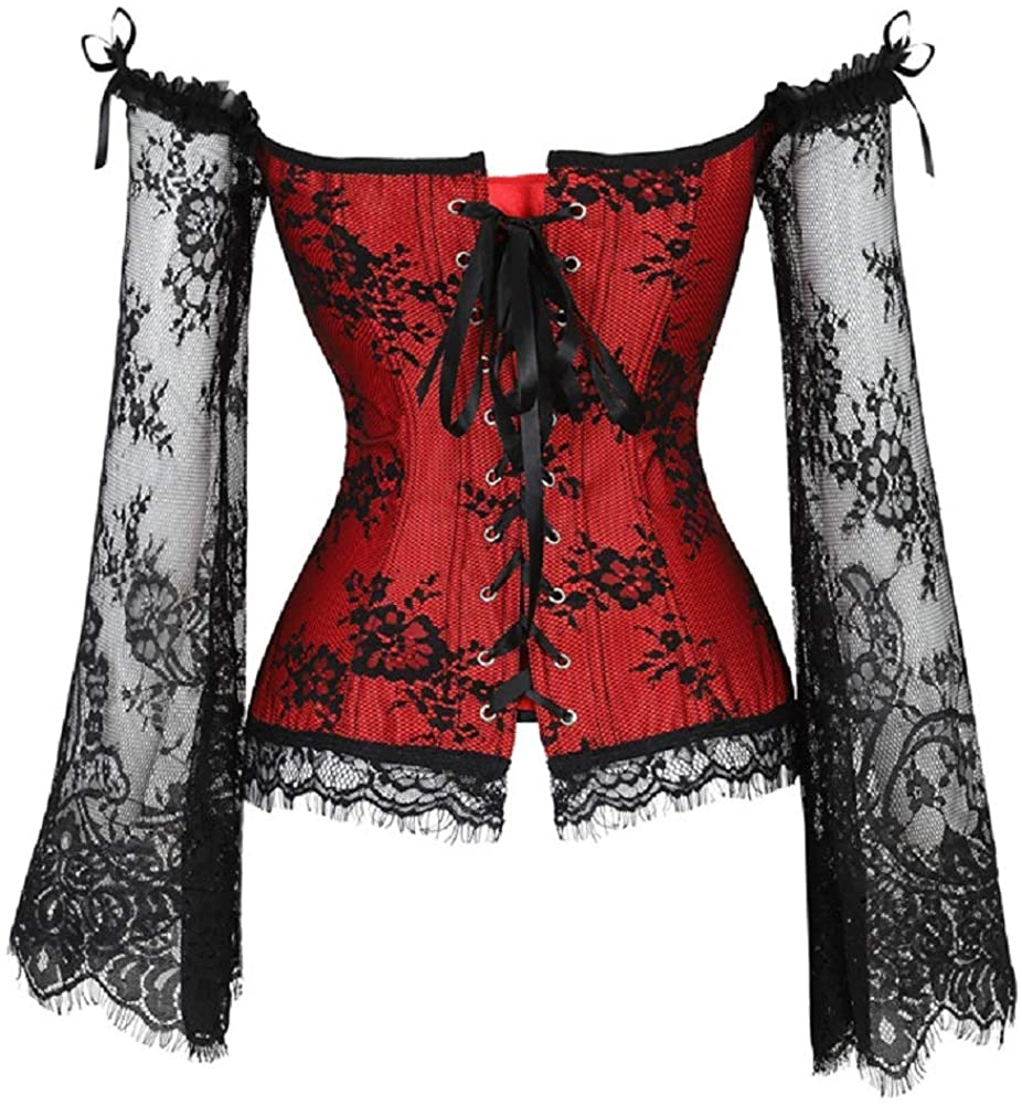 Corsets for Women Overbust Bustier Top Gothic Punk Sexy Shoulder Straps plus Size Apparel & Accessories > Clothing > Underwear & Socks > Lingerie SHYMMUO