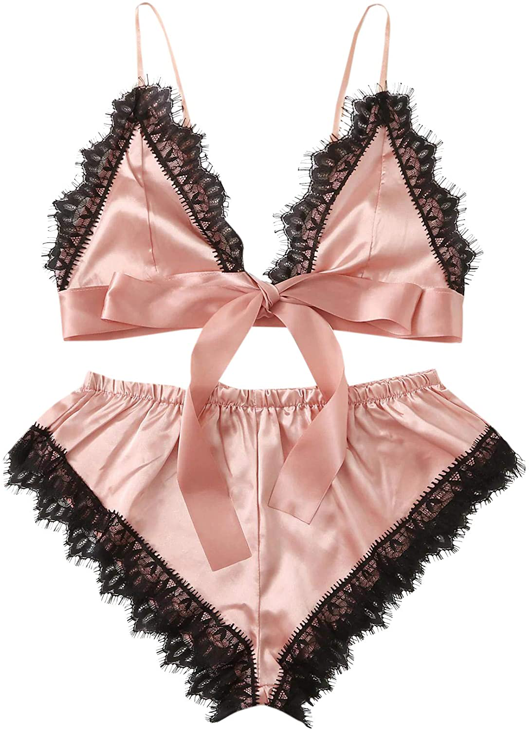 Sweatyrocks Women'S Lace Trim Underwear Lingerie Straps Bralette and Panty Set Apparel & Accessories > Clothing > Sleepwear & Loungewear Kylie Max
