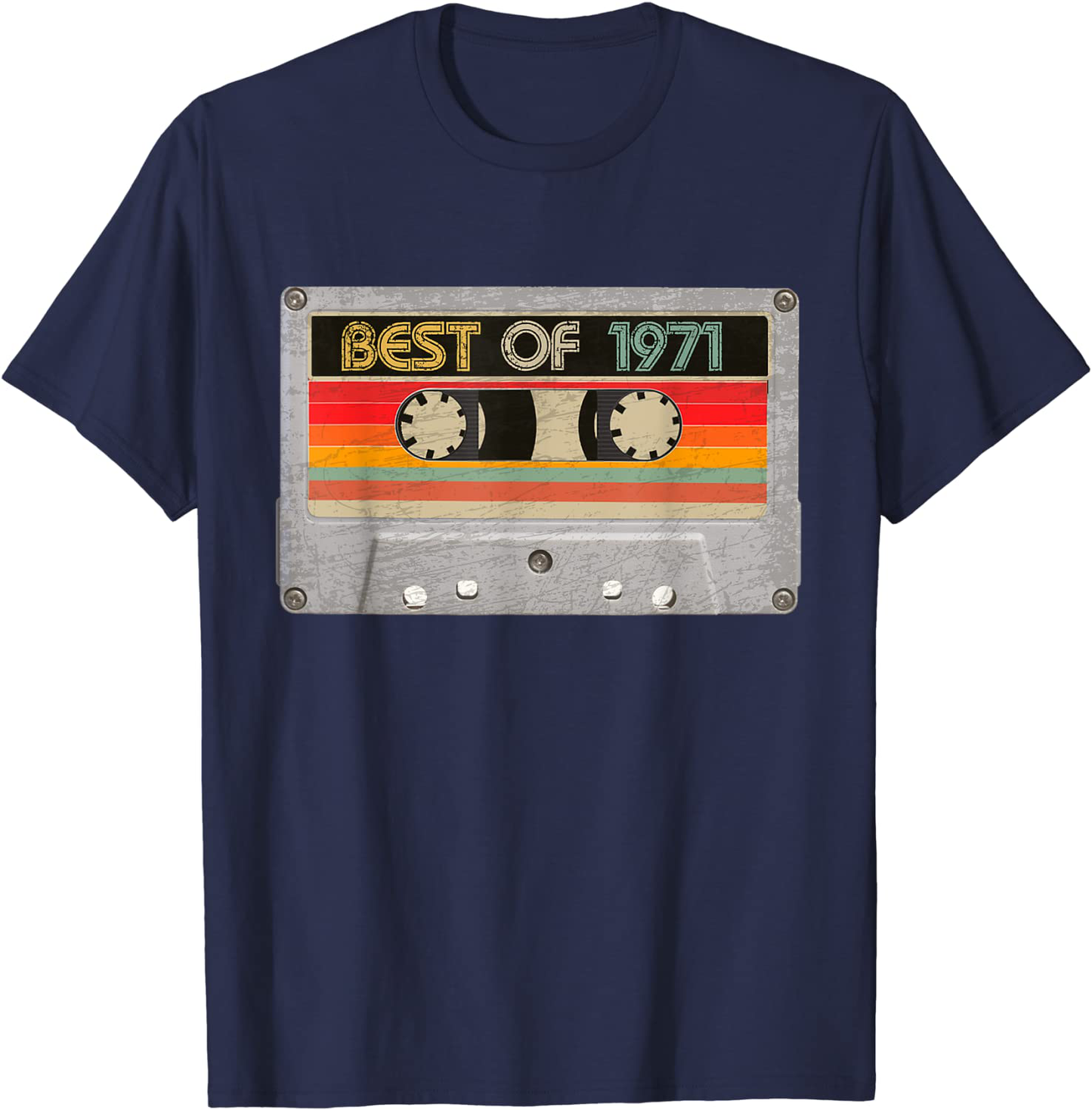 Best Of 1971 50th Birthday Gifts Cassette Tape Vintage T-Shirt Arts & Entertainment > Party & Celebration > Gift Giving BORN Navy Men Small