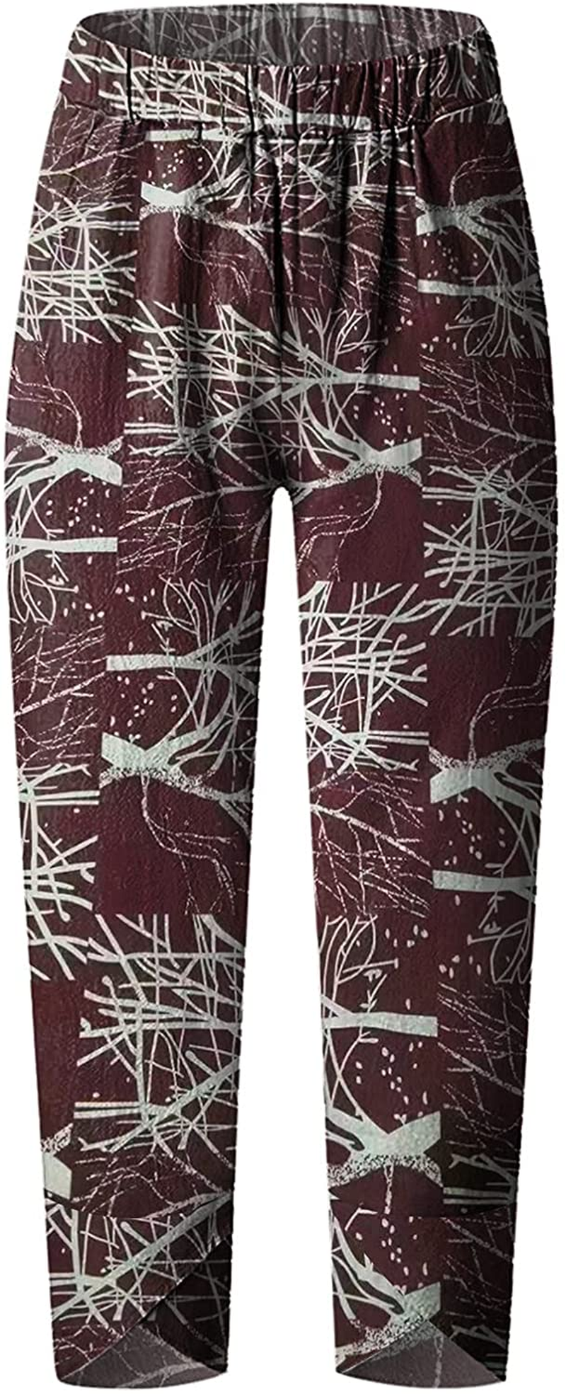 Burband Womens Floral Print Boho Yoga Pants Elephant Linen Harem Pants Wide Leg Work Trousers Palazzo Lounge Hippie Clothes Apparel & Accessories > Clothing > Underwear & Socks > Shapewear Burband