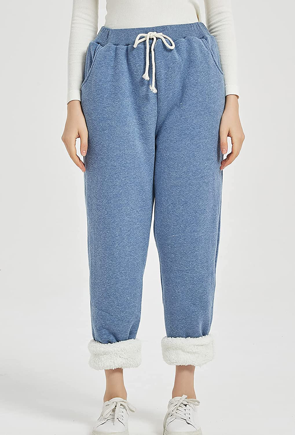 Flygo Women'S Winter Warm Fleece Joggers Pants Sherpa Lined Athletic Active Sweatpants Apparel & Accessories > Clothing > Activewear Kylie Max