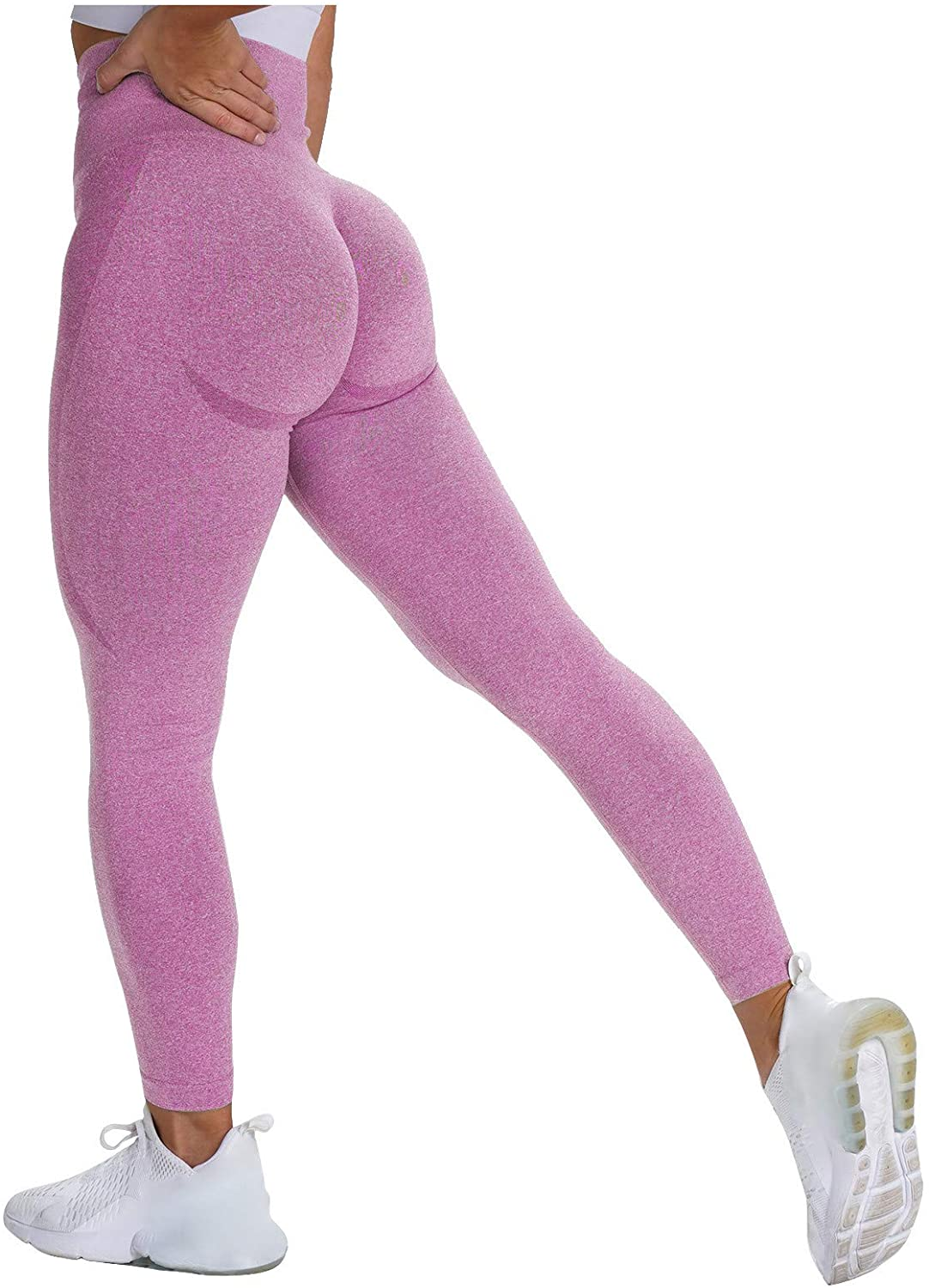 Burband Solid High Waisted Leggings for Women Regular Fit Soft Tummy Control Slimming Yoga Pants Workout Running Joggers Apparel & Accessories > Clothing > Underwear & Socks > Shapewear Burband Hot Pink Medium