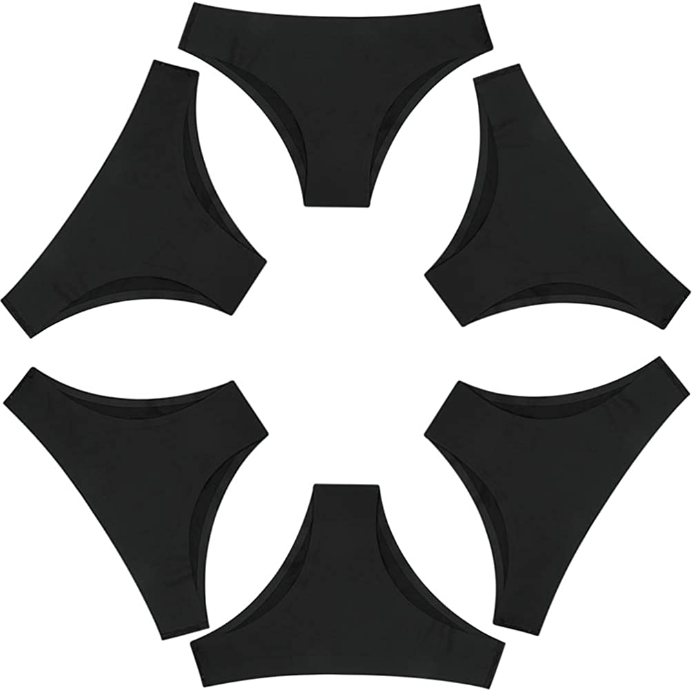 Nightaste Women Seamless No Show Tanga Panties Pack of 6Pcs Half Back Coverage Cheeky Bikini Thong Underwear Apparel & Accessories > Clothing > Underwear & Socks > Underwear Nightaste 6 Blacks Medium