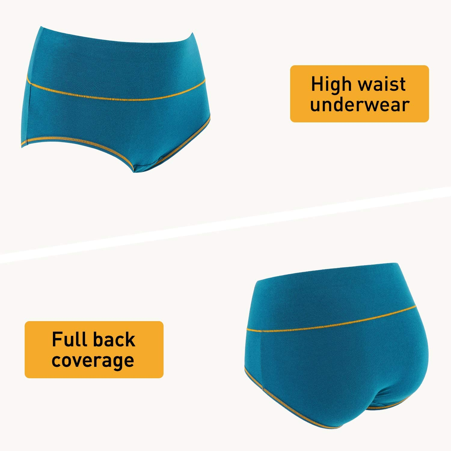 INNERSY Womens High Waisted Underwear Cotton Panties Regular & plus Size 5-Pack Apparel & Accessories > Clothing > Underwear & Socks > Underwear INNERSY